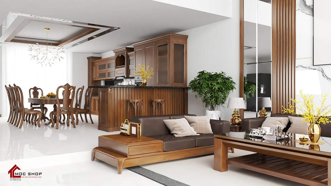 thiết kế tủ bếp gỗ tự nhiên đẹp